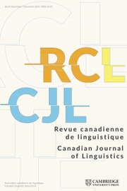 Canadian Journal of Linguistics/Revue canadienne de linguistique